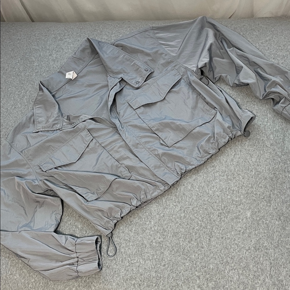 Yogalicious Windbraker Zip Jacket Womens XL Crop Outdoor Active Gray